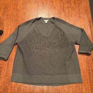 Athleta Mist Gray Hanover V-Neck Merino Wool Blend Sweater Size 2X